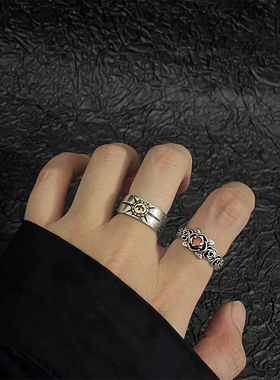 荆棘玫瑰红宝石戒指开口可调节