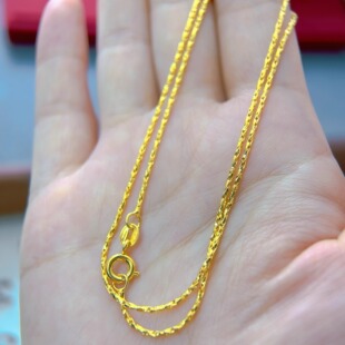 特价 女士项链镀黄金沙金项链女简约蛇骨链短款锁骨细链子24k金色