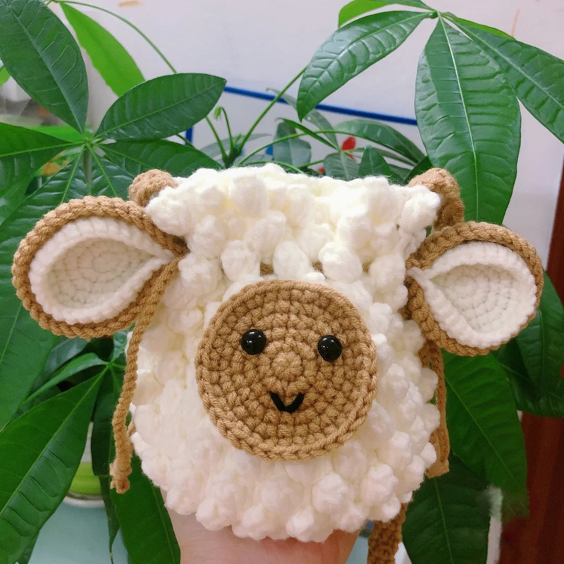 小羊编织包diy手工毛线包自制材料包可爱耳机包钩织手机包斜跨包