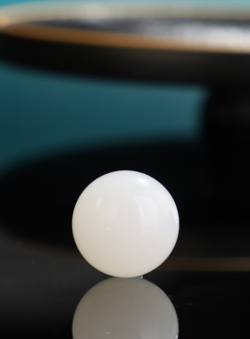 和田玉白玉圆珠散珠14mm单颗