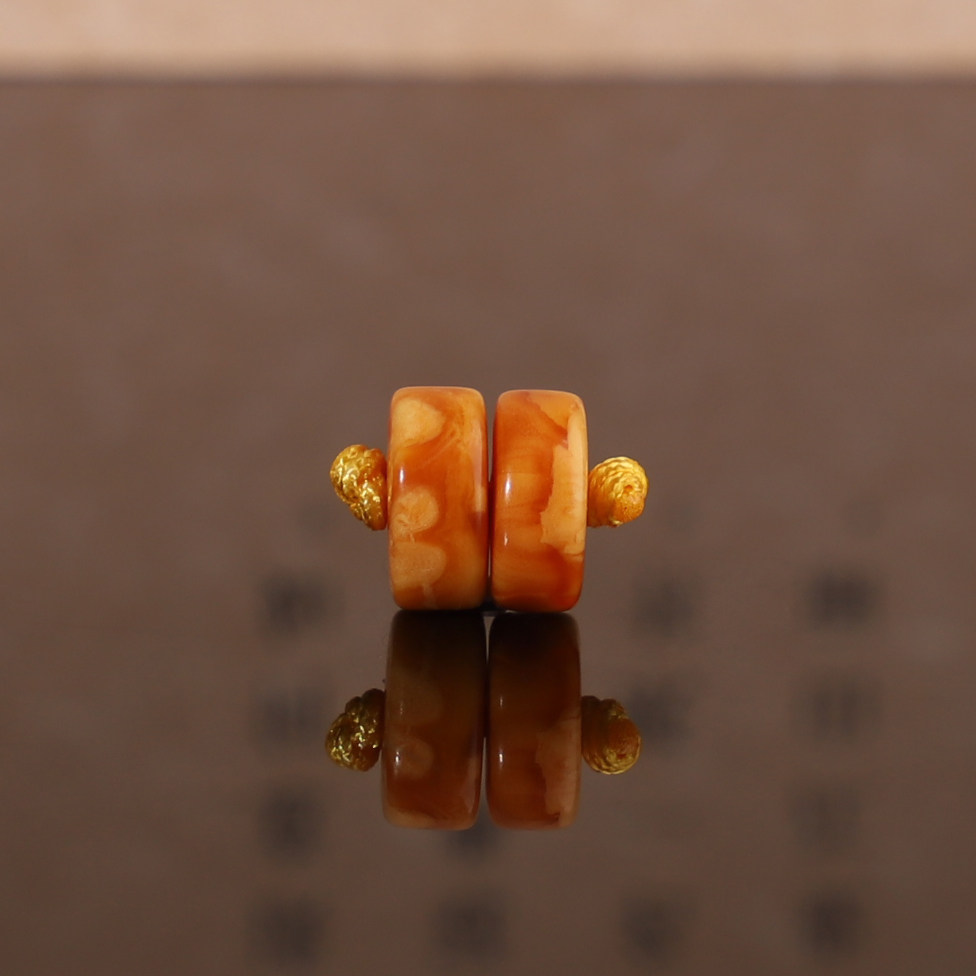 俄料老蜜蜡古董蜜蜡直切隔片对珠 8*3.5mm 精品垫片手链配珠 G2