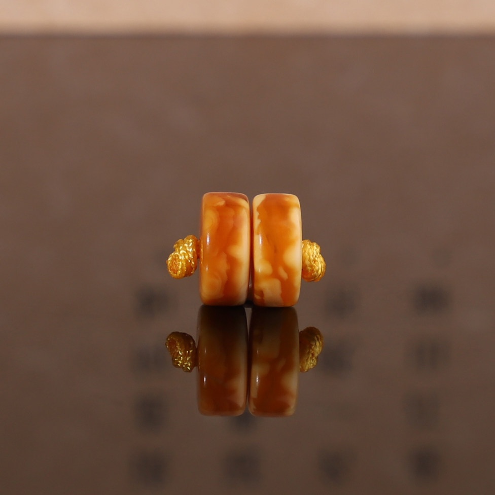 俄料老蜜蜡古董蜜蜡直切隔片对珠 8.1*3.6mm 精品垫片手链配珠 G3