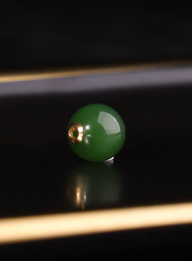 俄料碧玉圆珠金镶玉9mm
