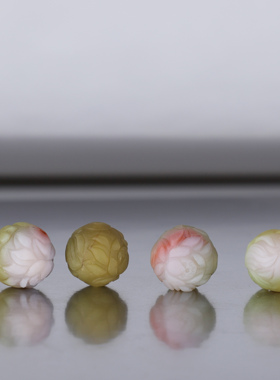 盐源玛瑙散珠金玉荷花雕刻珠