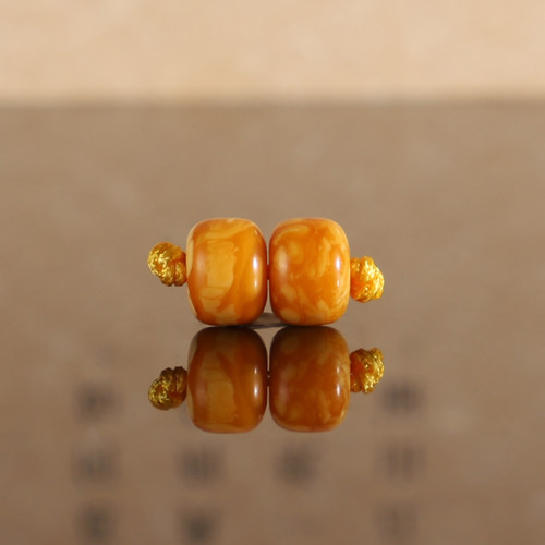 正品老蜜蜡老型珠对珠6.7*5±mm 19号 俄料琥珀蜜蜡diy单珠配珠