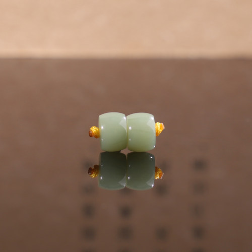 正品天然俄料碧玉粉青直切珠6.9*4.5mm 454号单珠散珠DIY手串配珠