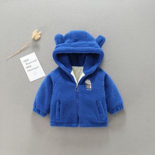 儿童毛绒外套男女童冬加厚卫衣宝宝冬装洋气童装男童羊羔绒外套潮