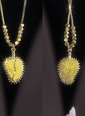 真金电镀高级感双面榴莲锁骨链个性设计感颈链韩版气质网红项链女