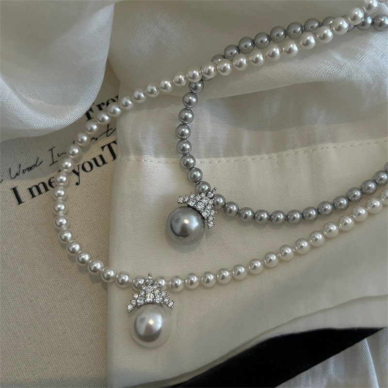 冰雪女王吊坠施家珍珠高级感正圆强光锁骨链气质网红简约复古项链