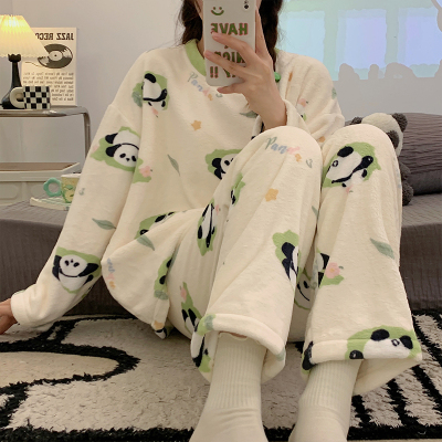 秋冬季新款珊瑚绒加绒加厚家居服