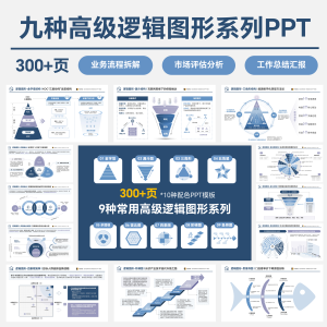 300+页九种常用逻辑图形系列PPT模板工作汇报高级感PPT