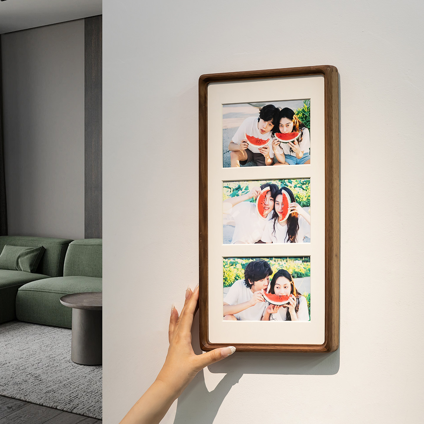 实木相框摆台定制照片加打印6寸情侣婚纱照三连四联宫格框架挂墙