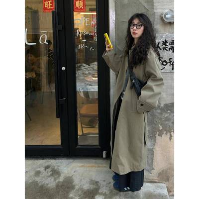 2025春秋季新款宽松风衣外套女高级感薄款休闲气质长款高个子大衣