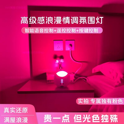 小夜灯智能语音声控浪漫房间夫妻气氛床头灯卧室情调氛围灯高级感