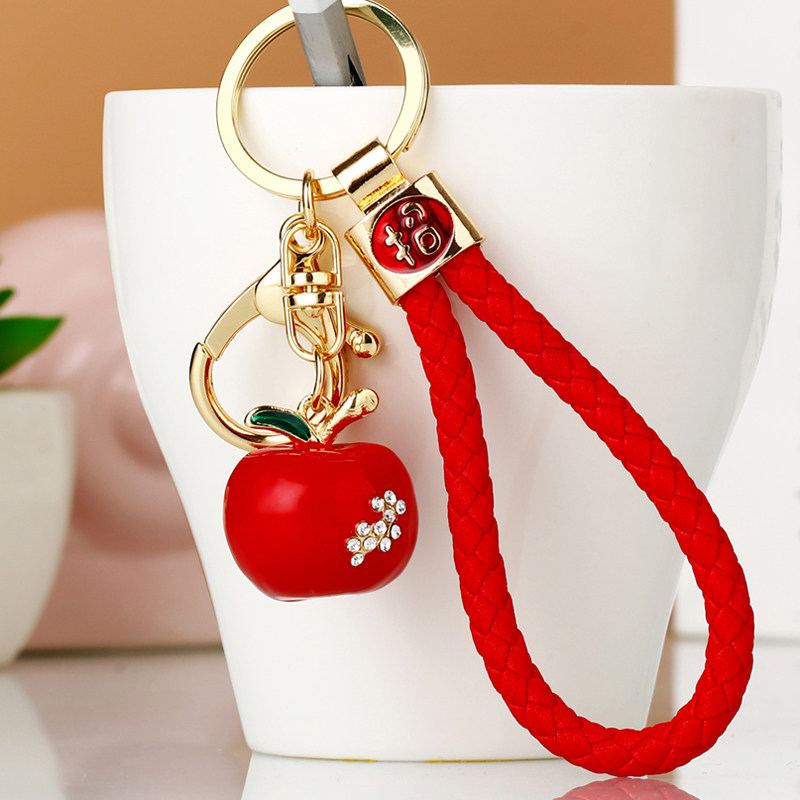 韩国创意可爱水钻圣诞小苹果汽车钥匙扣女包包挂件卡通钥匙链饰品,节庆用品/礼品,钥匙扣,淘宝优惠券,粉丝福利购,淘宝优惠卷