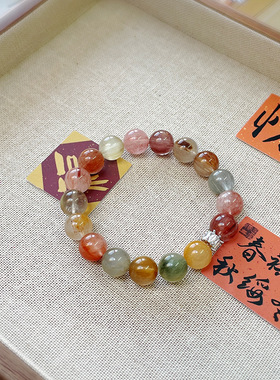 【莫奈花园】水晶手串天然彩兔毛