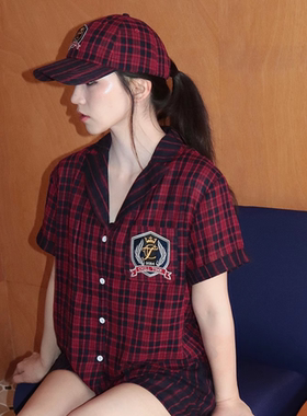 ChillTime原创学院少女系列刺绣款软顶休闲格子鸭舌帽