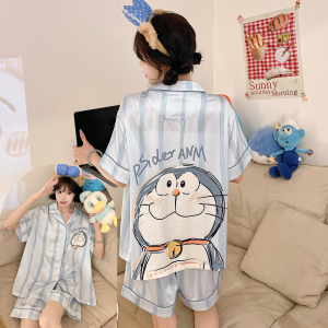 卡通睡衣女孩夏天冰丝凉感短袖青少年初中可爱薄款夏季家居服套装