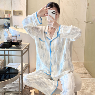 甜美卡通KT猫睡衣女款2025新款春秋云朵棉长袖长裤家居服薄款套装