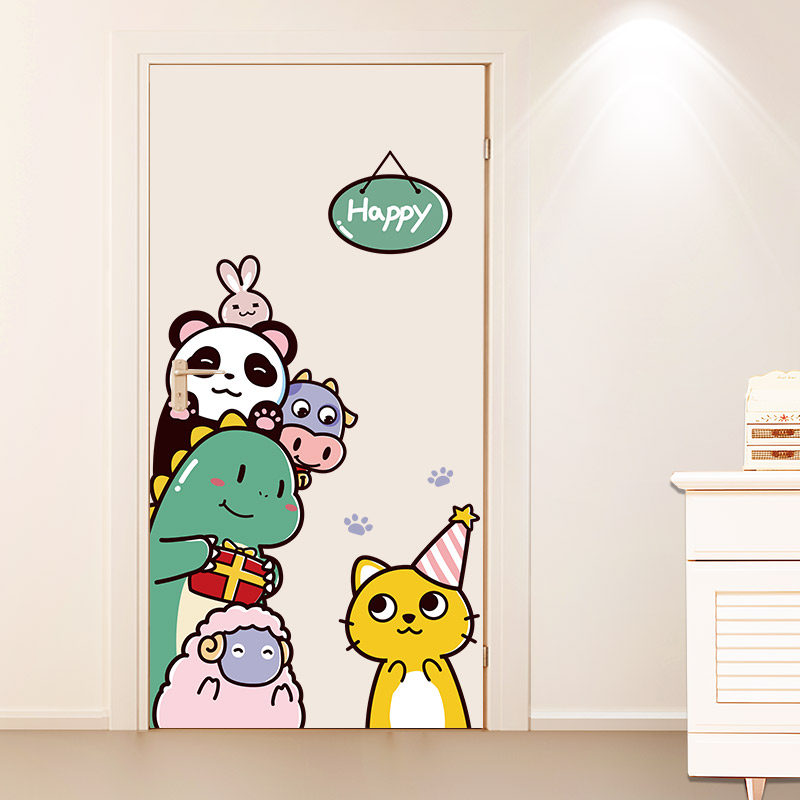 卡通贴画入户门改造翻新小图案墙贴儿童房间墙壁卧室房门贴纸自粘
