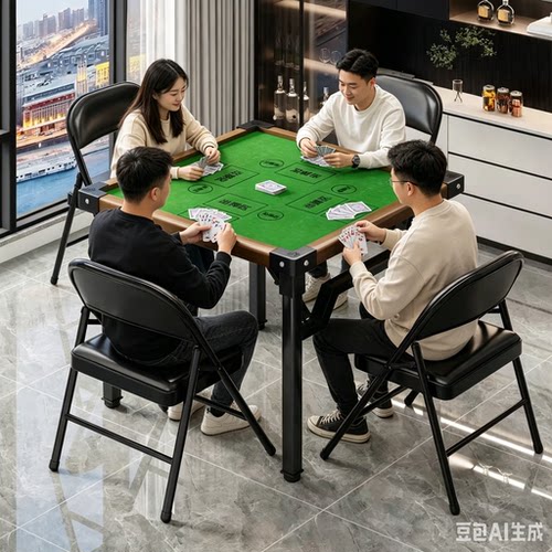掼蛋折叠家用棋牌桌麻将餐桌两用