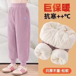 中大童加厚三层夹棉裤 儿童洋气运动裤 子加绒一条过冬 冬季 女童棉裤