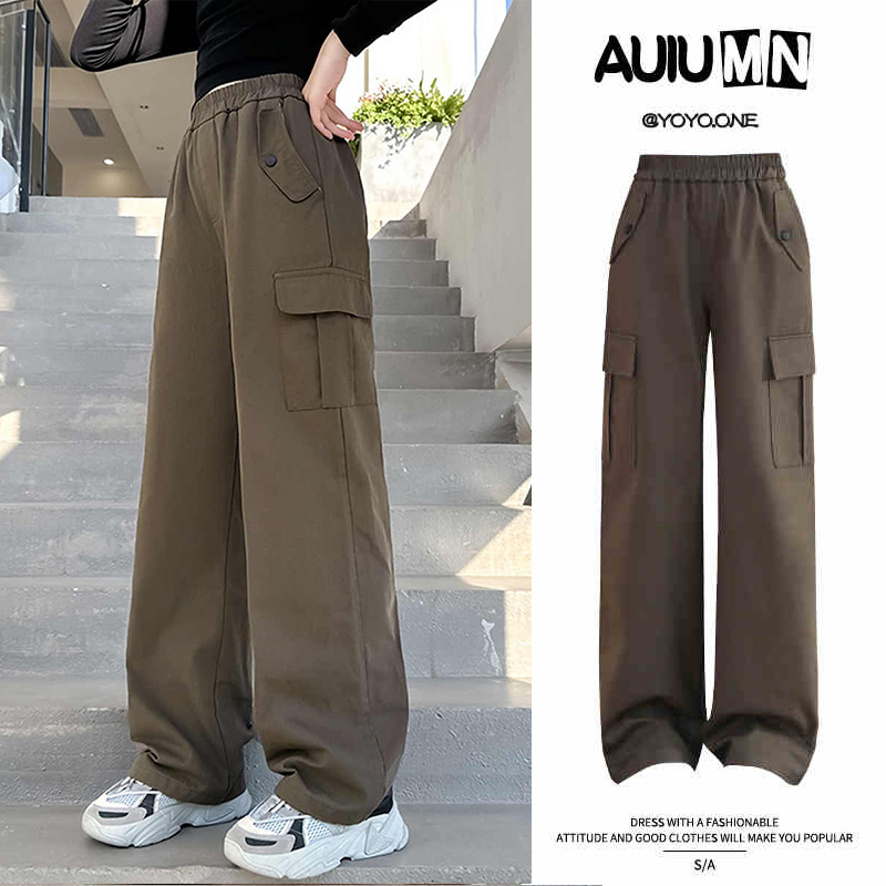 女童工装裤秋冬款运动直筒裤子