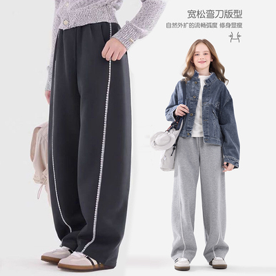 女童裤子秋冬2025新款运动卫裤