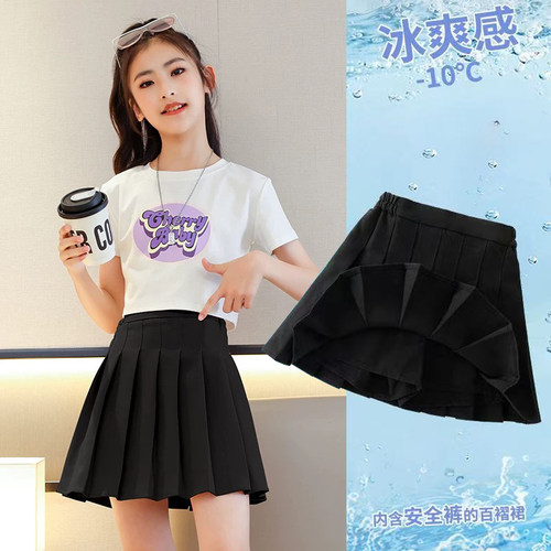 女童夏季网球百褶短裙