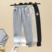 纯棉儿童加绒运动裤 女童裤 大童女孩休闲卫裤 秋冬款 子2025新款 冬装