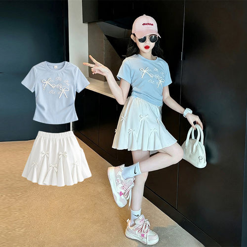 女童夏季短袖T恤公主风裙子套装