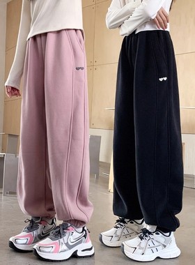 女童裤子秋冬2025新款儿童休闲卫裤黑色中大童长裤冬季加绒运动裤