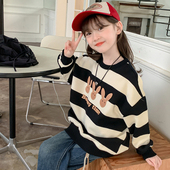 女童卫衣春秋2026新款 中大童女孩T恤 洋气儿童加绒宽松上衣秋冬装