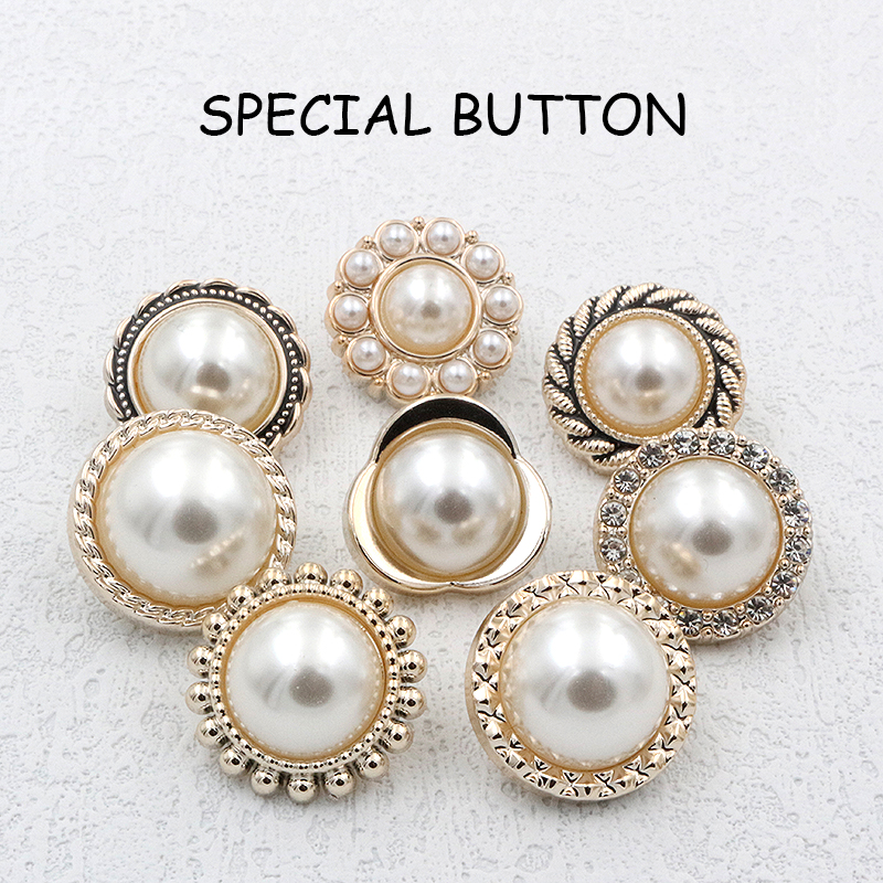 金色塑料圆形珍珠纽扣大全精致百搭大衣毛衣衣服外套女小香风扣子