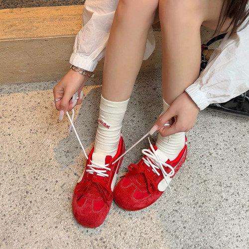 德训鞋子女单鞋休闲内增高阿甘鞋