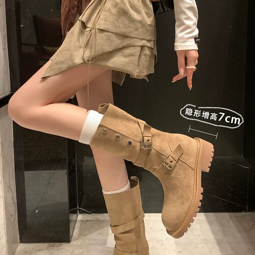 新款粗跟马丁靴女两穿西部短靴子