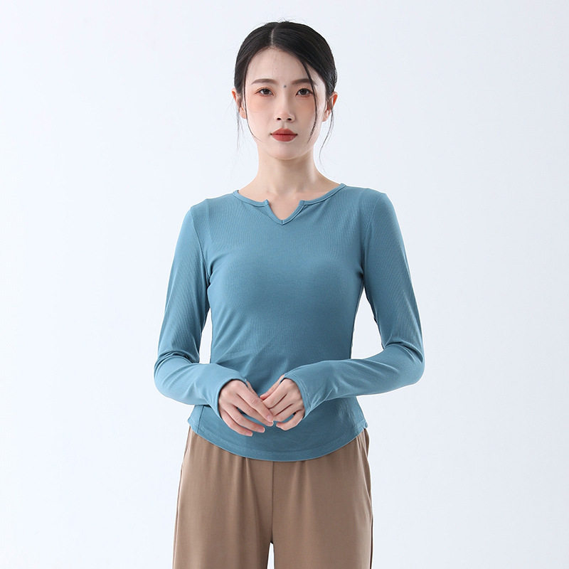 现代爵士舞蹈练功服上衣V领长袖