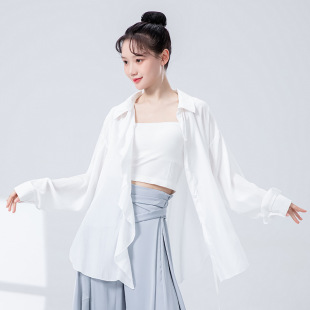 上衣 爵士舞中国舞成人舞蹈服装 现代舞宽松长袖 飘逸衬衣女春夏新款
