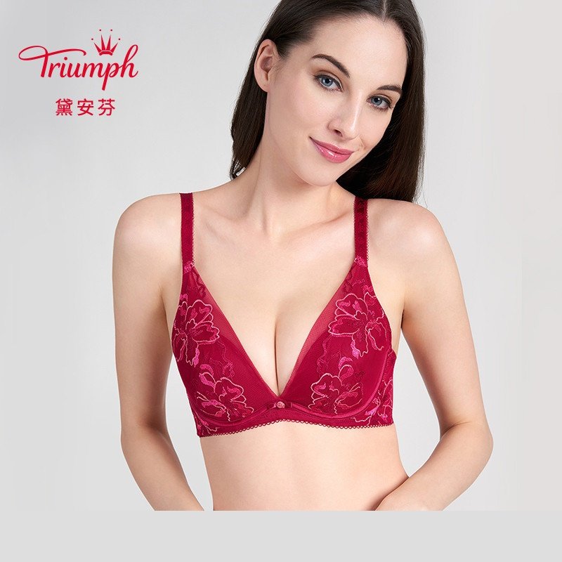 黛安芬水盈玫瑰刺绣性感蕾丝内衣女小胸聚拢文胸16-8602