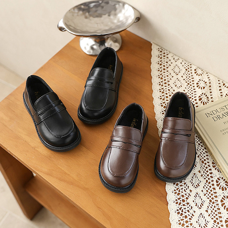 儿童英伦皮鞋2026春季新款韩版男童黑色单鞋女童复古一脚蹬豆豆鞋,童鞋/婴儿鞋/亲子鞋,皮鞋,淘宝优惠券,粉丝福利购,淘宝优惠卷