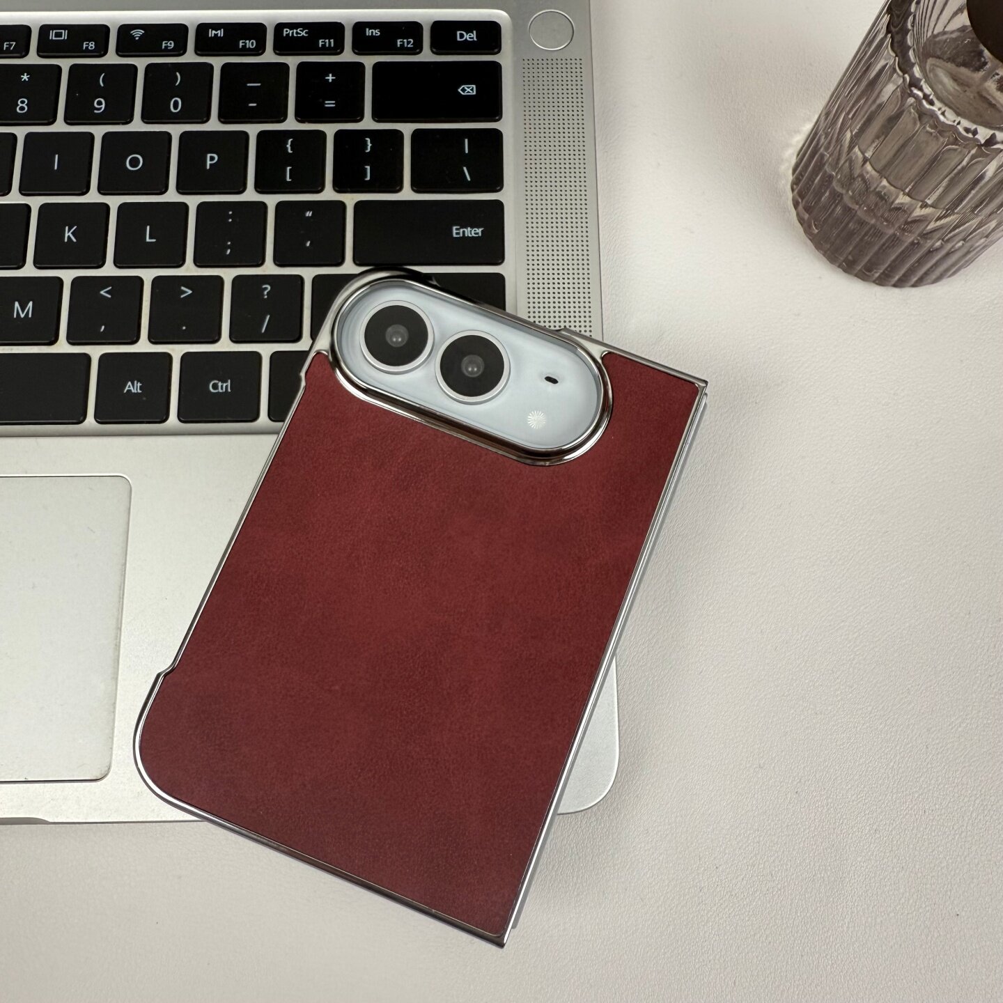 复古酒红羊巴皮适用iphoneduo手机壳高档电镀银边镜头框超薄防摔纯色皮纹耐脏高颜值简约商务风全包防摔硬壳