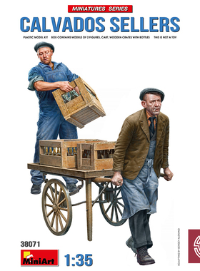 铸造模型 MiniArt 1/35 白兰地商贩和手推车 拼装模型 38071