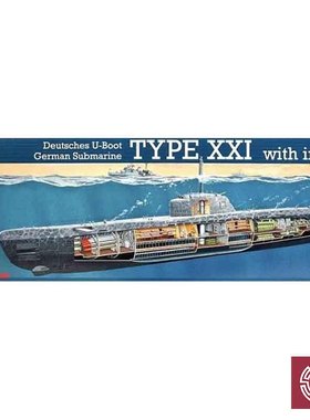 铸造模型 Revell/利华拼装舰船 05078 德 XXI型潜艇 带内构 1/144