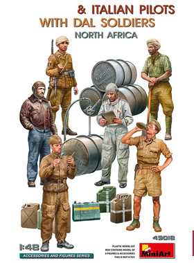 铸造模型 Miniart 49018 1/48 飞行员以及阿拉伯士兵 北非背景