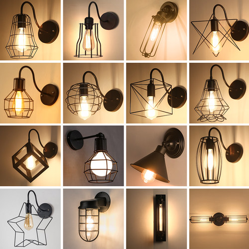 美式loft工业风咖啡厅铁艺壁灯