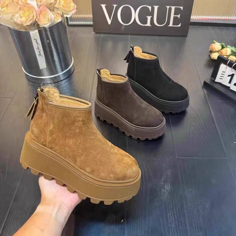 百丽纯爱真皮厚底雪地靴