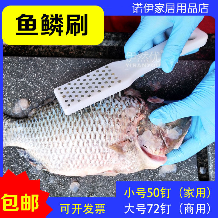 鱼鳞刨塑料柄钢钉鱼鳞刷子厨房家用商用菜市鱼市海鲜市场去鱼鳞器
