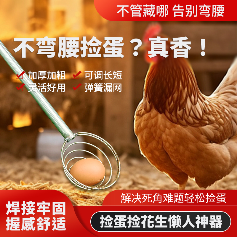 捡蛋捡鸡蛋捡花生猫砂铲捡球神器捡乒乓球羽毛球神器不弯腰可伸缩