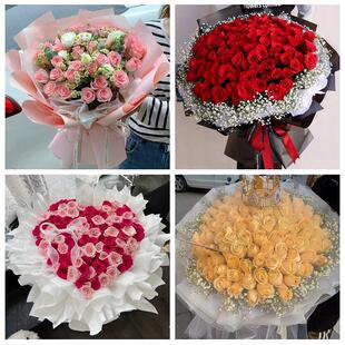 珠海香洲斗门金湾金唐南湾区同城鲜花店情人节表白送玫瑰花束礼盒
