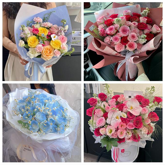 北京西城区展览路德胜金融街鲜花店卡布碎冰蓝紫玫瑰花束同城配送